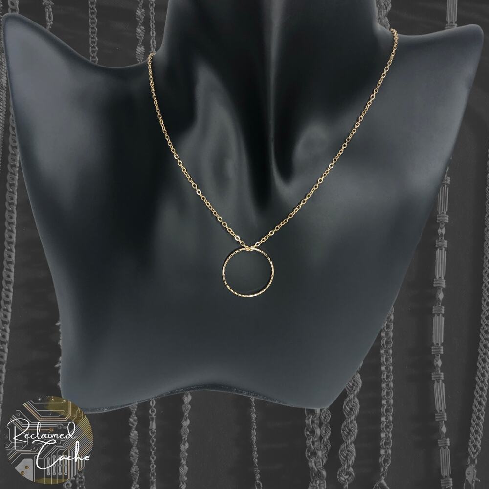 Gold Circular Ring Charm Necklace